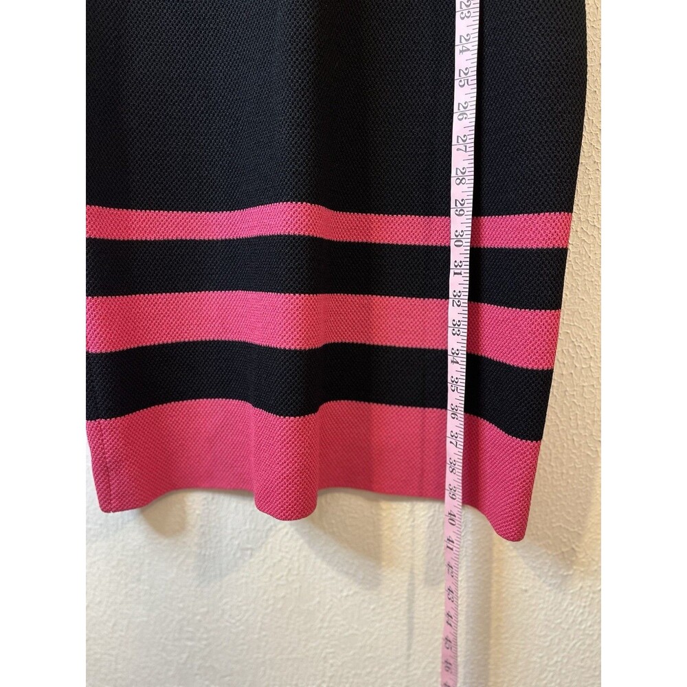 St. John PF13 Black/Pink Color Sz 10 Block Knit Cap Sleeve Sheath Dress - Picture 4 of 14